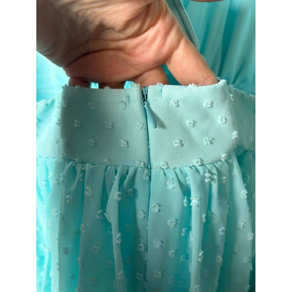 Lucy in the Sky Light Aqua Dot Chiffon Dress - Picture 8 of 10